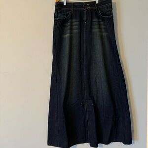 Y2K -MANGO MNG JEANS Skirt Dark Blue Vintage Denim  Maxi modest- no slit